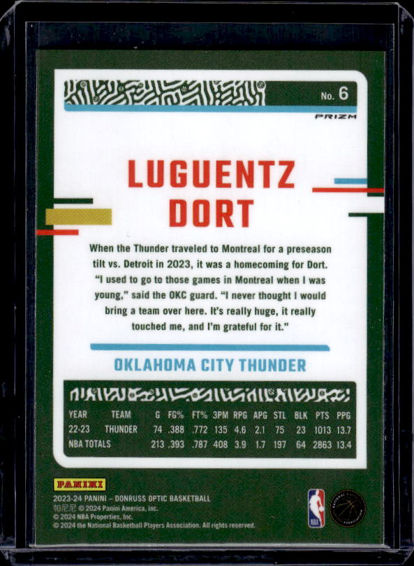 2022-23 Donruss Optic #39 Luguentz Dort Holo