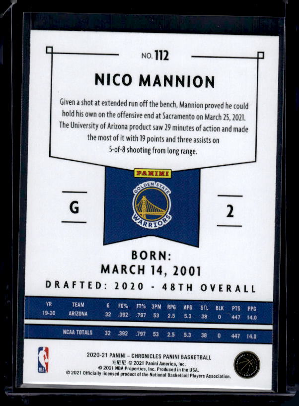 2020-21 Panini Chronicles #112 Nico Mannion