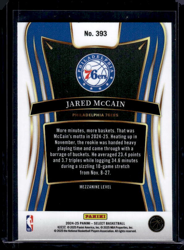 2024-25 Panini Select #393 Jared McCain Silver Prizm