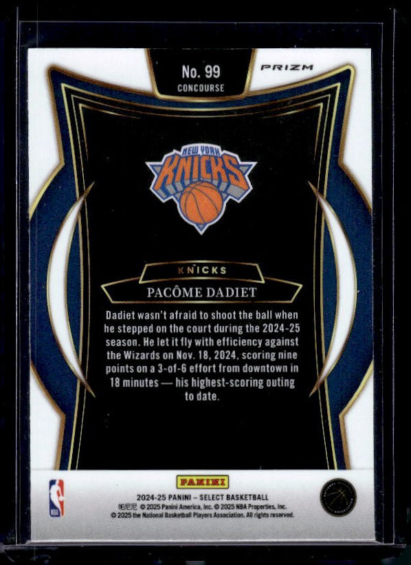 2024-25 Panini Select #99 Pacome Dadiet Tectonic Prizm