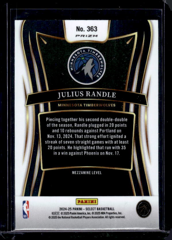 2024-25 Panini Select #363 Julius Randle Orange Tectonic Prizm