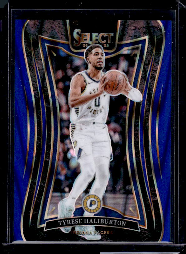 2024-25 Panini Select #342 Tyrese Haliburton Blue Tectonic Prizm #/99