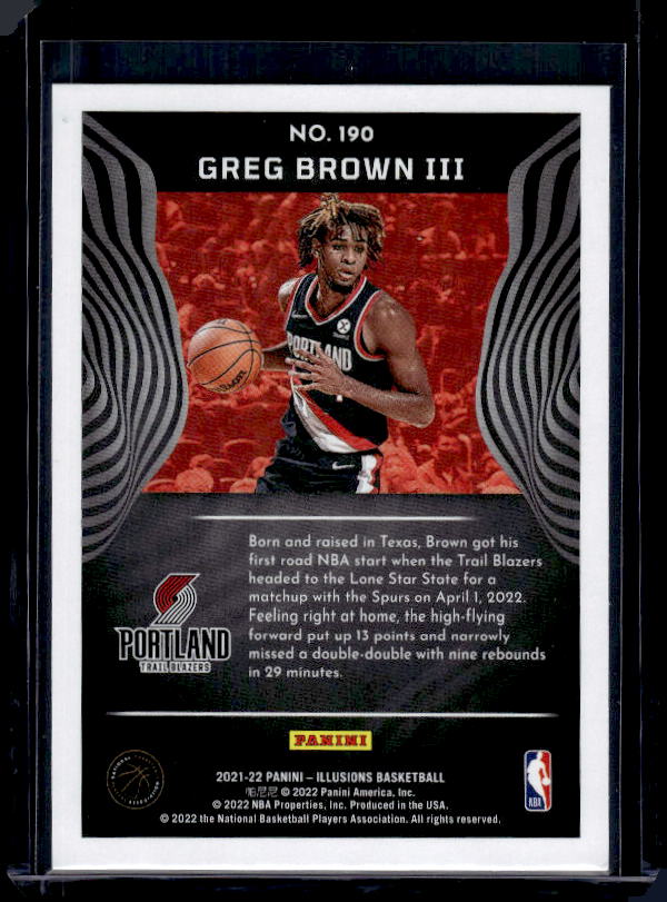 2021-22 Panini Illusions #190 Greg Brown III
