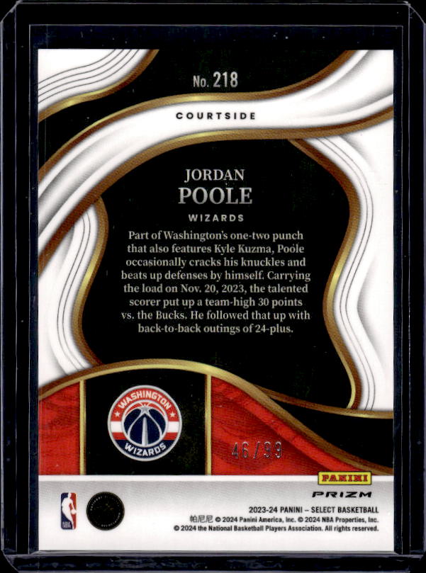 2023-24 Panini Select #218 Jordan Poole Blue Tectonic Prizms #/99
