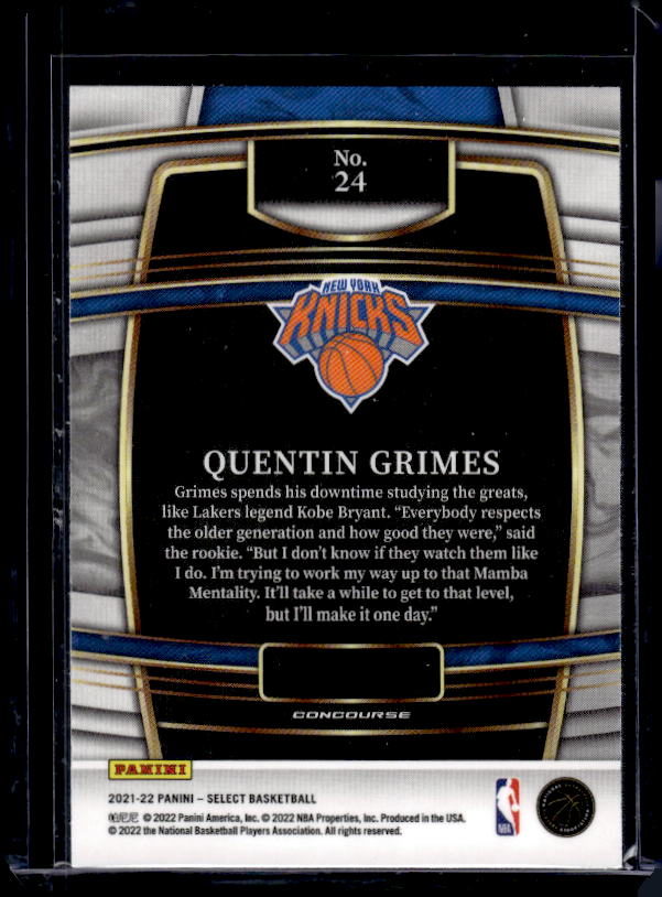 2021-22 Panini Select #24 Quentin Grimes Blue (Retail Base)