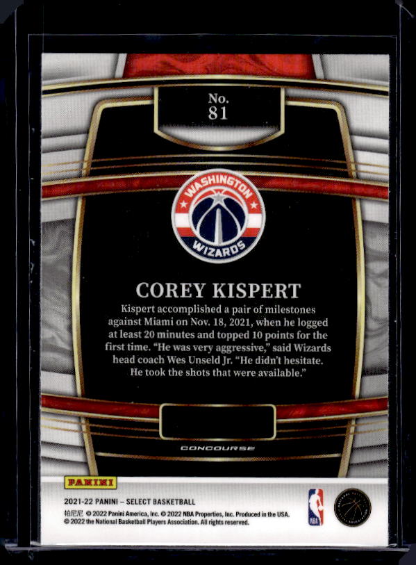 2021-22 Panini Select #81 Corey Kispert Blue (Retail Base)