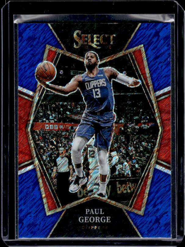 2021-22 Panini Select #129 Paul George Blue Shimmer Prizms