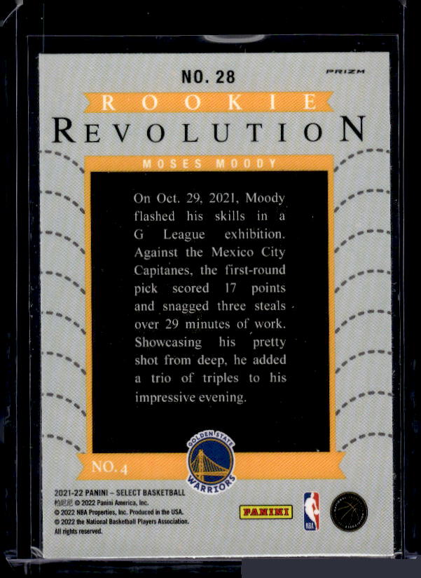 2021-22 Panini Select #28 Moses Moody Rookie Revolution Silver Prizms