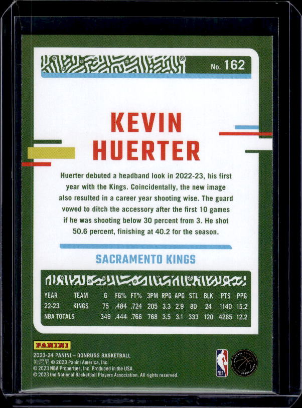 2023-24 Donruss #162 Kevin Huerter Green Laser Holo