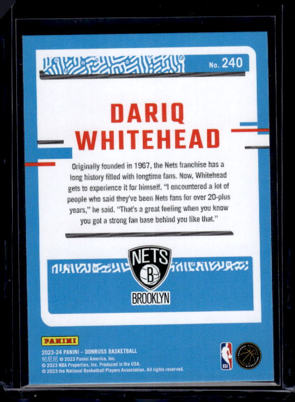 2023-24 Donruss #240 Dariq Whitehead