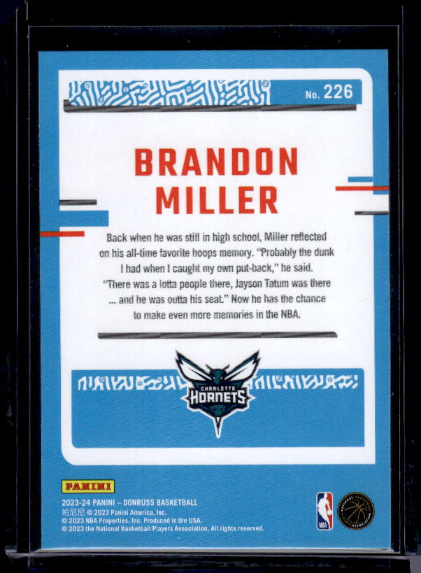 2023-24 Donruss #226 Brandon Miller