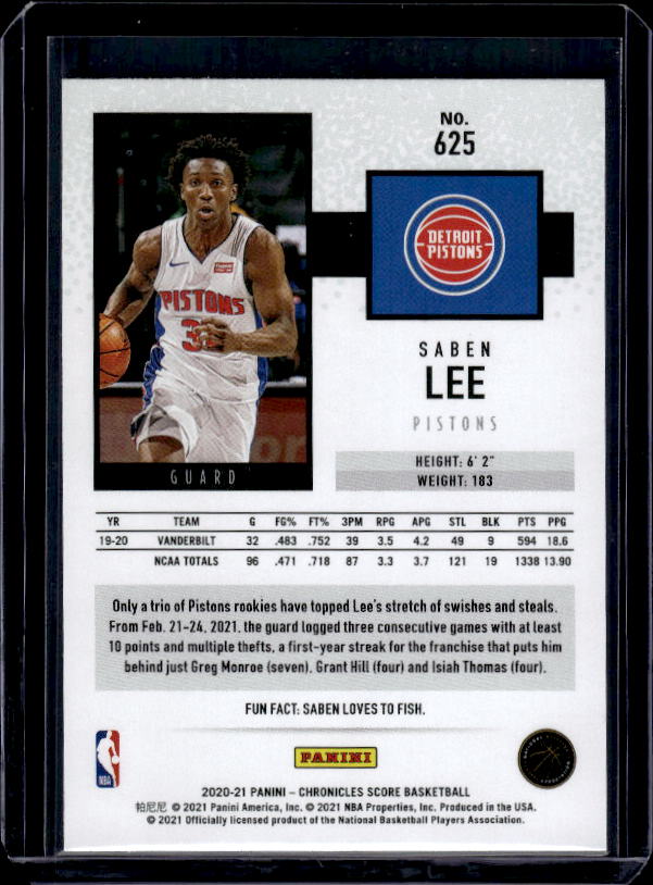 2020-21 Panini Chronicles #625 Saben Lee
