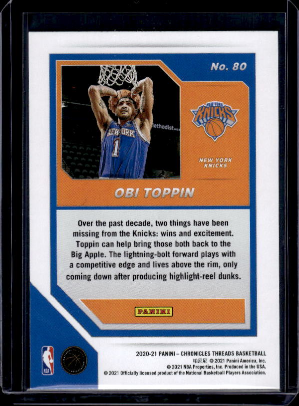 2020-21 Panini Chronicles #80 Obi Toppin