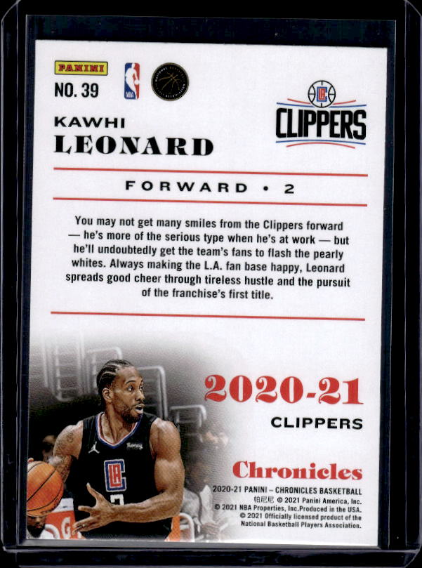 2020-21 Panini Chronicles #39 Kawhi Leonard