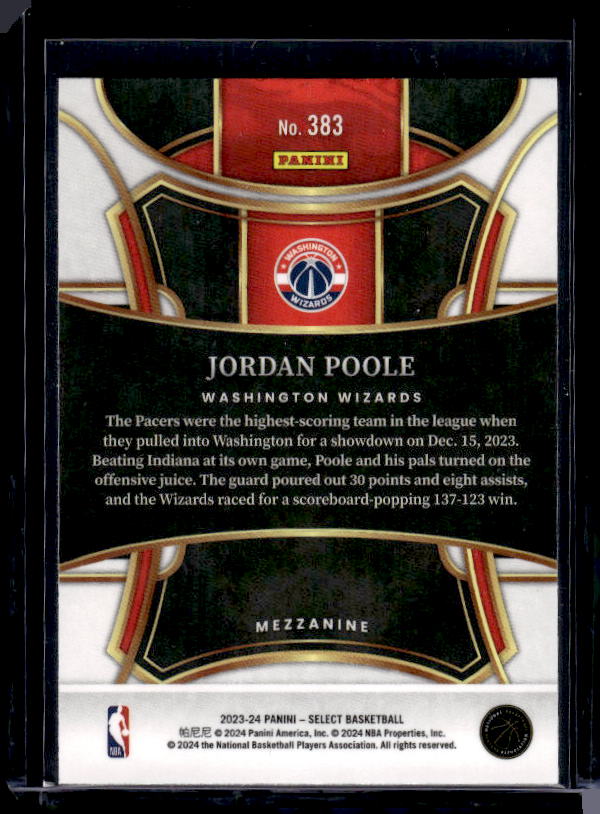 2023-24 Panini Select #383 Jordan Poole