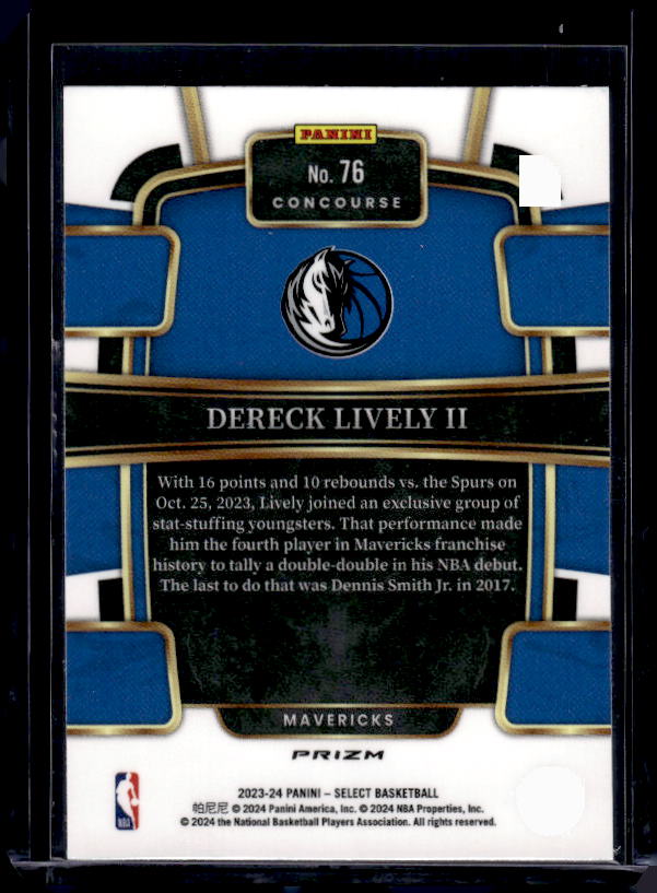 2023-24 Panini Select #76 Dereck Lively II Tectonic Prizms