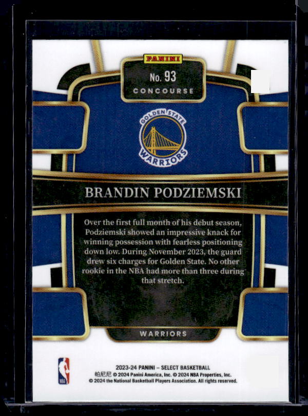 2023-24 Panini Select #93 Brandin Podziemski Blue (Retail Base)