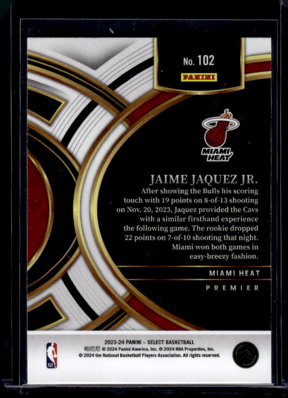 2023-24 Panini Select #102 Jaime Jaquez Jr. Blue (Retail Base)