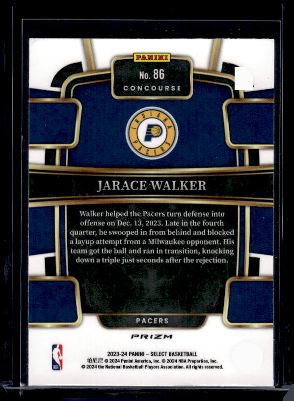 2023-24 Panini Select #86 Jarace Walker Green White Purple Prizms