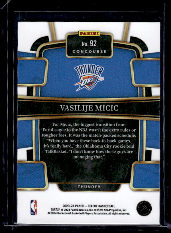 2023-24 Panini Select #92 Vasilije Micic