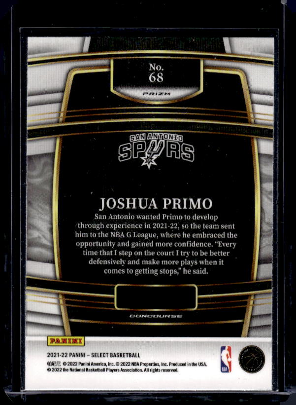 2021-22 Panini Select #68 Joshua Primo Blue Prizms