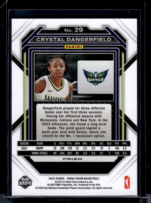 2023 Panini Prizm WNBA #29 Crystal Dangerfield Green