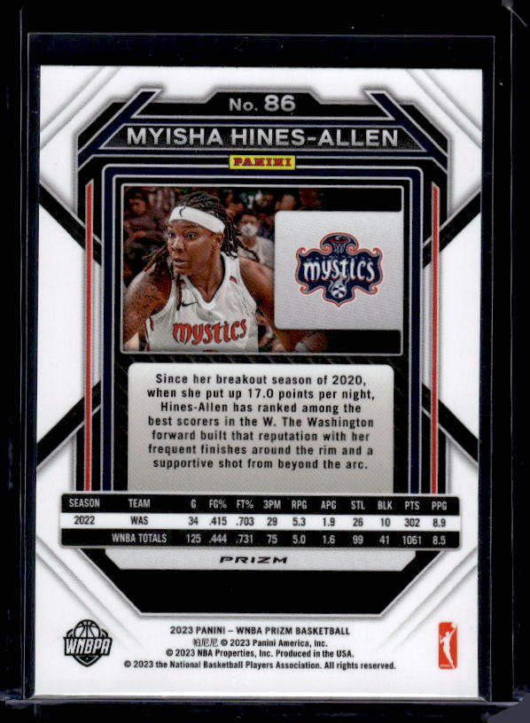 2023 Panini Prizm WNBA #86 Myisha Hines-Allen Ice