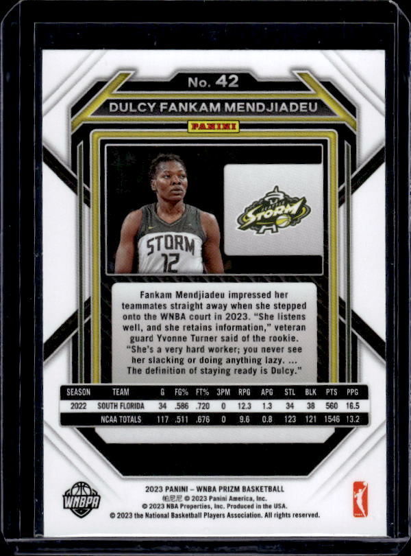 2023 Panini Prizm WNBA #42 Dulcy Fankam Mendjiadeu