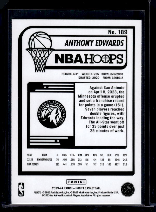 2023-24 Hoops #189 Anthony Edwards