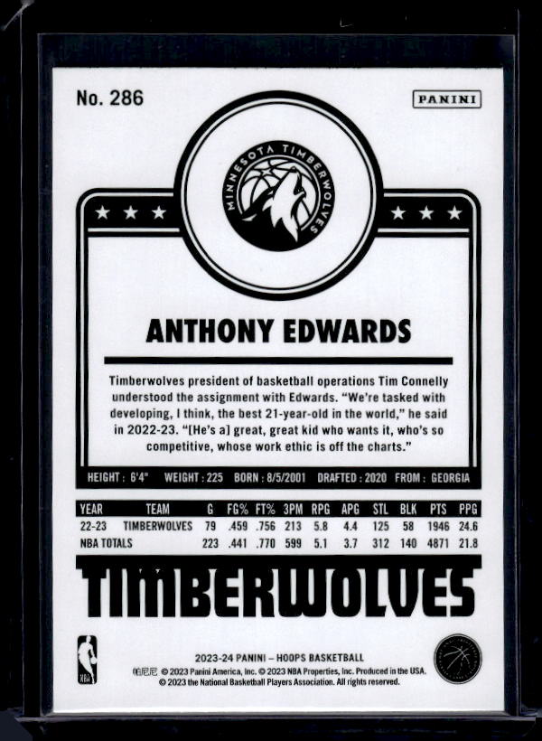 2023-24 Hoops #286 Anthony Edwards