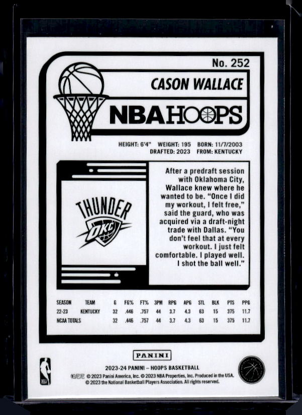 2023-24 Hoops #252 Cason Wallace