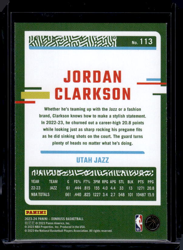 2023-24 Donruss #113 Jordan Clarkson Green Laser Holo