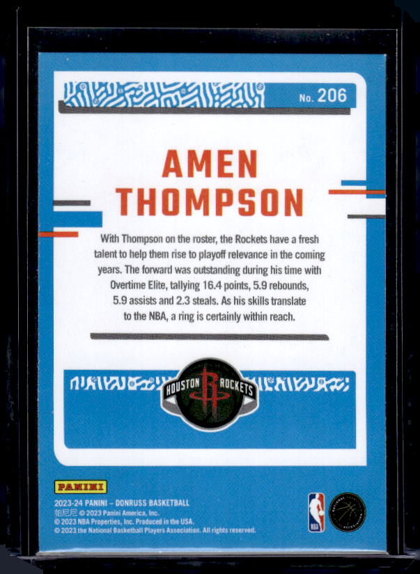 2023-24 Donruss #206 Amen Thompson Green Laser Holo