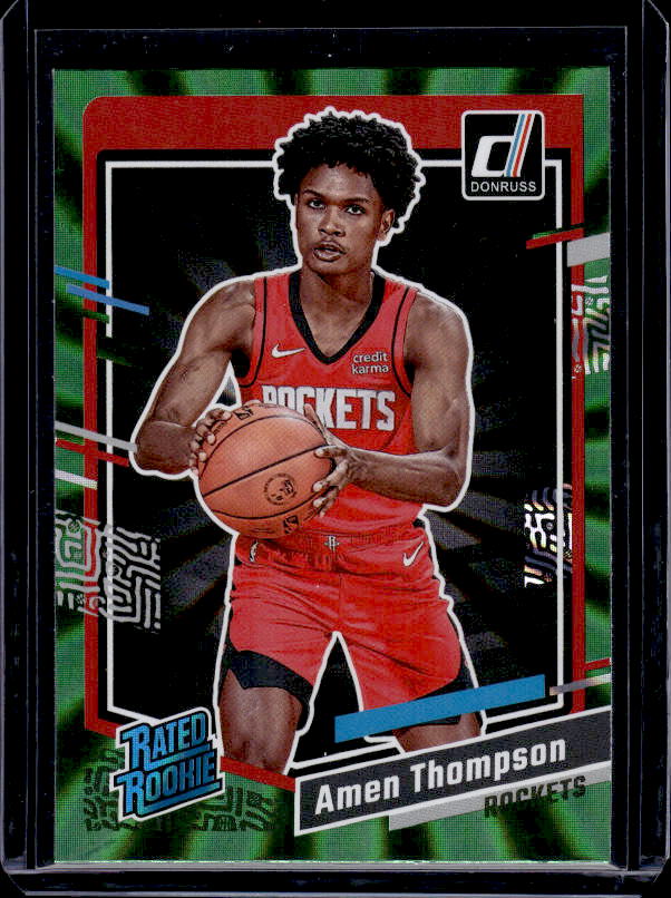 2023-24 Donruss #206 Amen Thompson Green Laser Holo