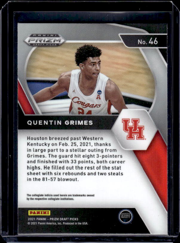 2021 Panini Prizm Draft Picks #46 Quentin Grimes