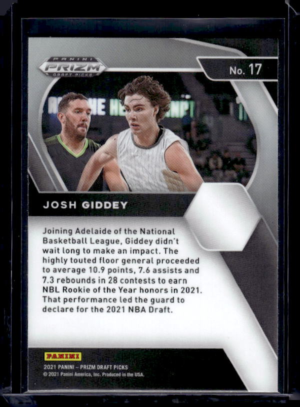 2021 Panini Prizm Draft Picks #17 Josh Giddey