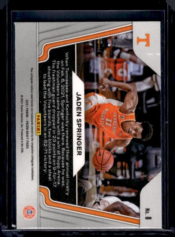 2021 Panini Prizm Draft Picks #8 Jaden Springer Widescreen