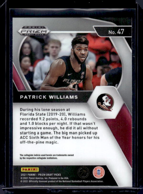 2021 Panini Prizm Draft Picks #47 Patrick Williams