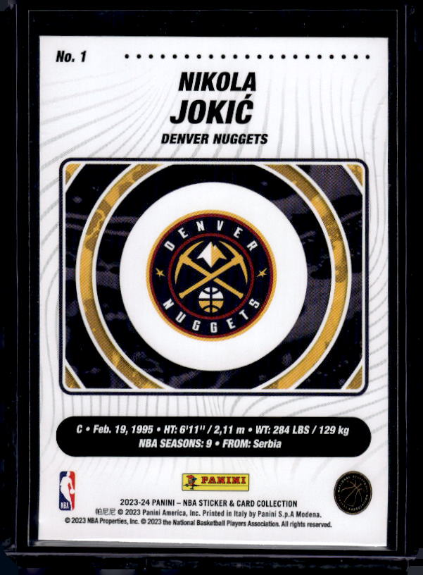 2023-24 Panini NBA Sticker & Card Collection #1 Nikola Jokic Cards