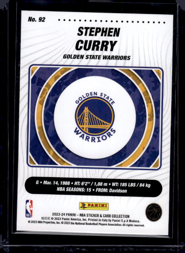 2023-24 Panini NBA Sticker & Card Collection #92 Stephen Curry Cards