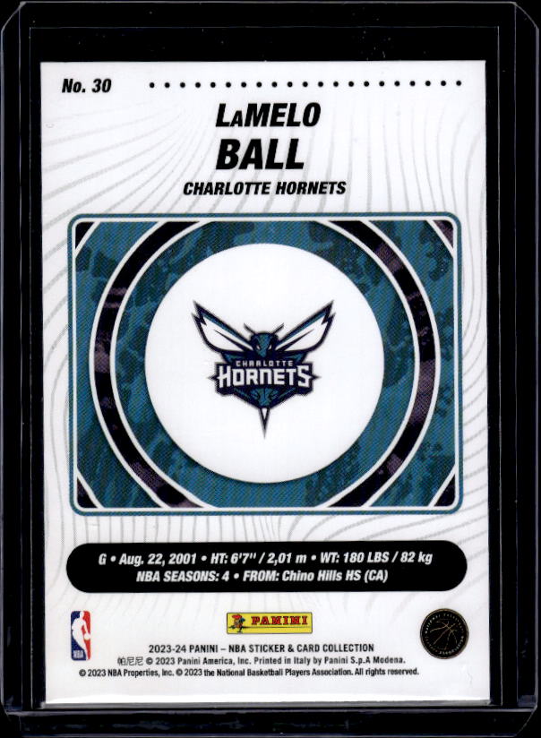 2023-24 Panini NBA Sticker & Card Collection #30 LaMelo Ball Cards