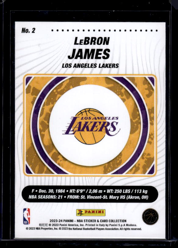 2023-24 Panini NBA Sticker & Card Collection #2 LeBron James Cards