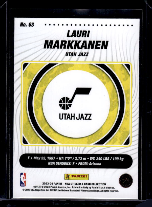 2023-24 Panini NBA Sticker & Card Collection #63 Lauri Markkanen Cards