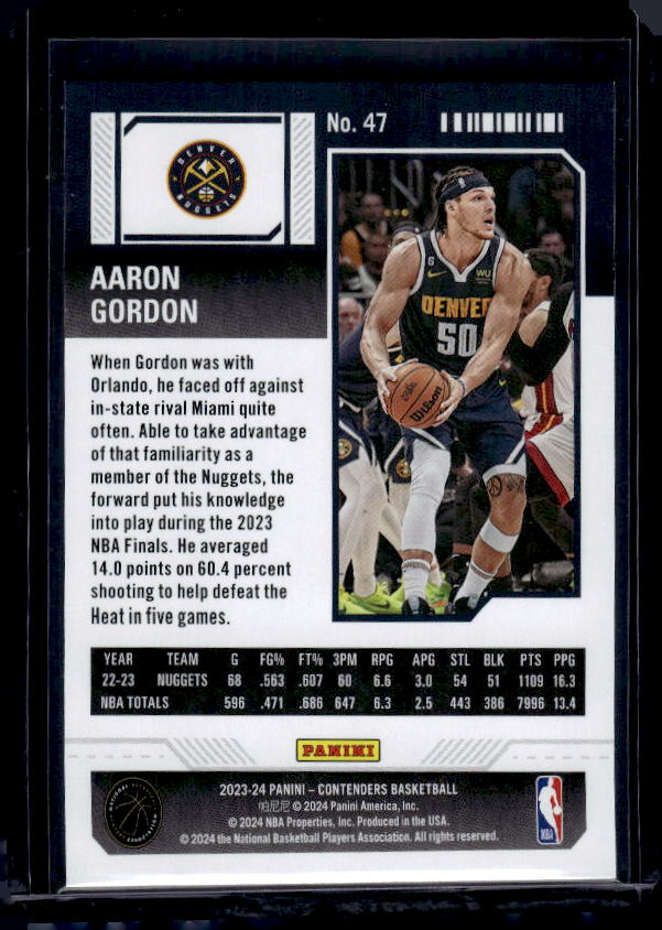 2023-24 Panini Contenders #47 Aaron Gordon Season Ticket Retail
