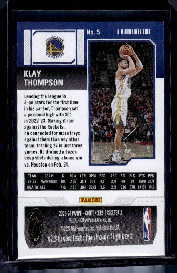 2023-24 Panini Contenders #5 Klay Thompson