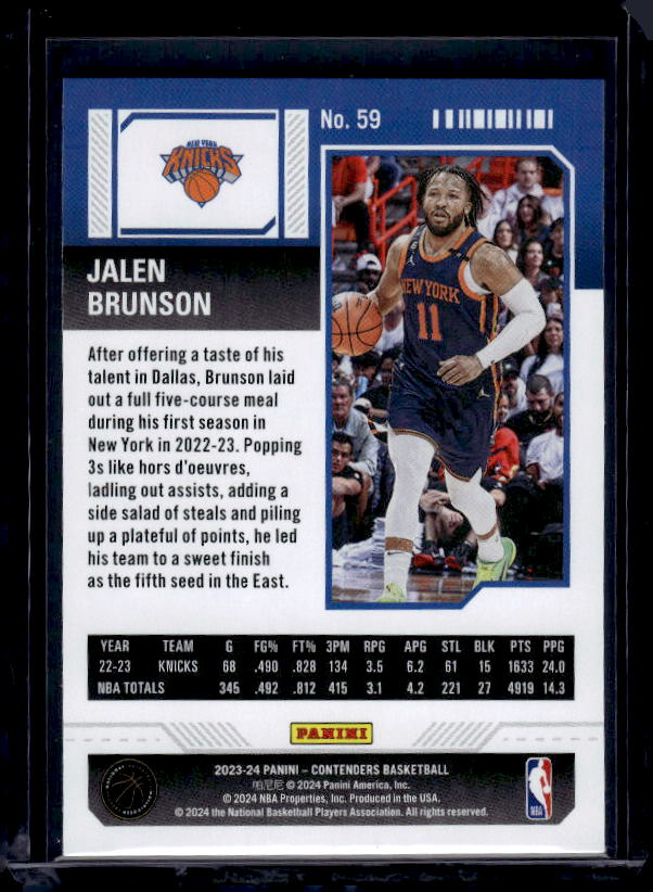 2023-24 Panini Contenders #59 Jalen Brunson
