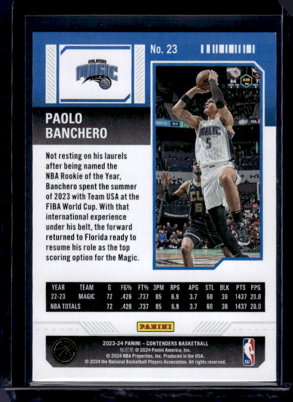 2023-24 Panini Contenders #23 Paolo Banchero