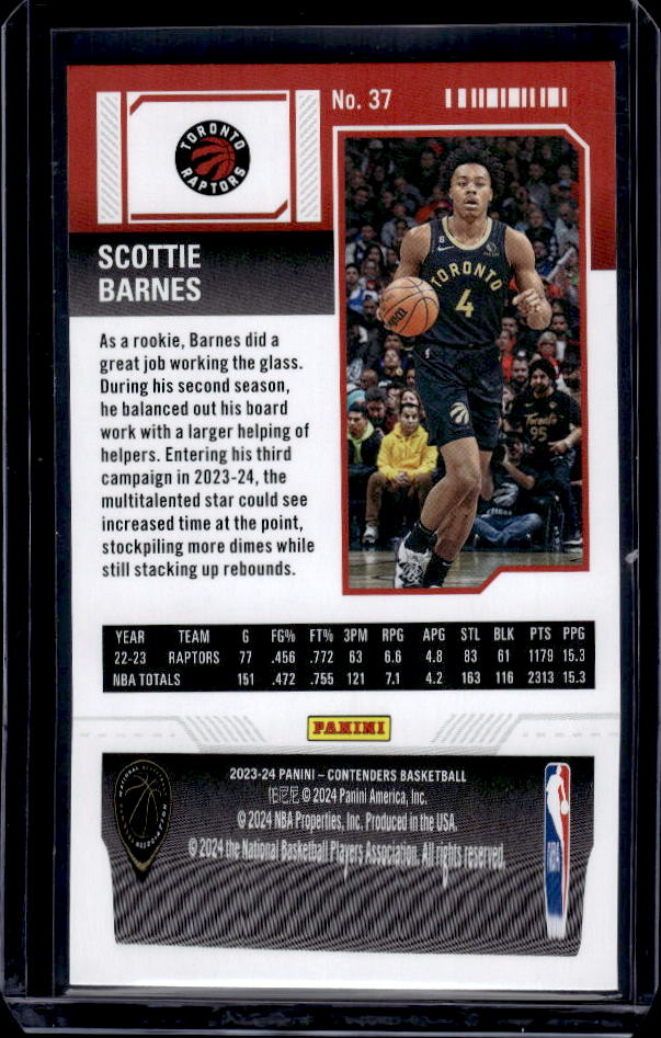 2023-24 Panini Contenders #37 Scottie Barnes