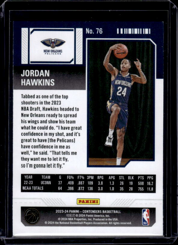 2023-24 Panini Contenders #76 Jordan Hawkins Season Ticket Retail