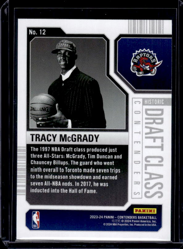 2023-24 Panini Contenders #12 Tracy McGrady Historic Draft Class Contenders